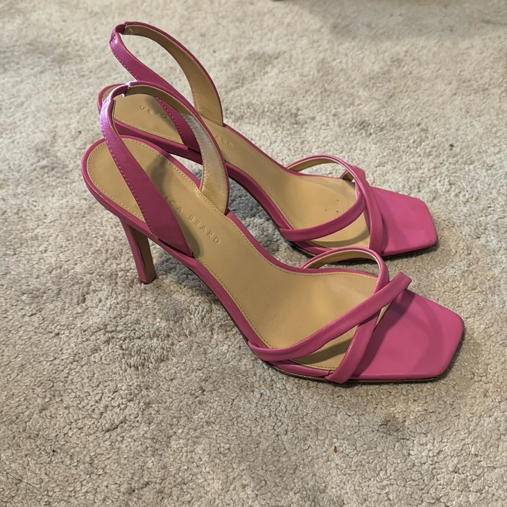Veronica Beard Pink Leather Slingback Heels size 10 worn once
